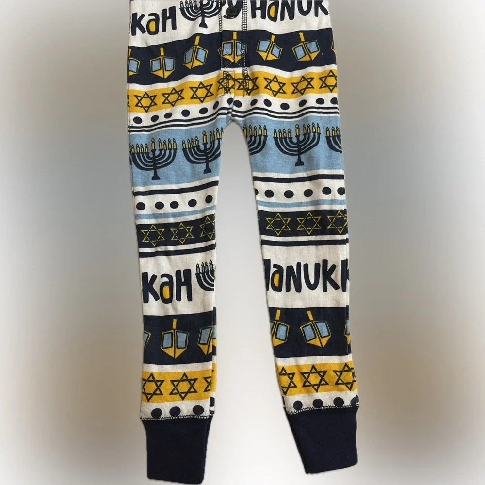 NWT Lazy One Snuggly Flapjack Long John’s With A Trap Door. “Happy Hanukkah” 2T